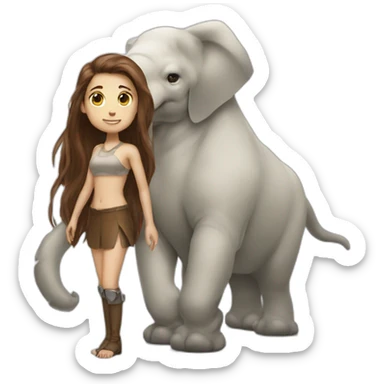 Girl with long brown hair cyborg and mamouth trunk sticker