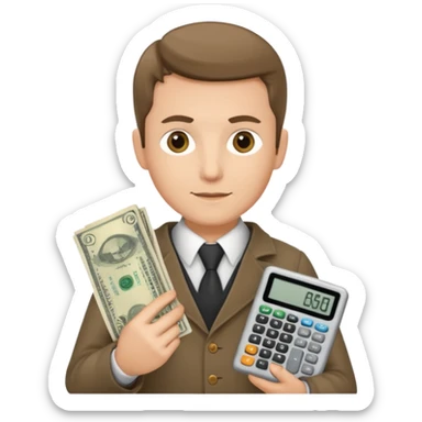 finanzwirt mit geld und taschenrechner in den händen sticker