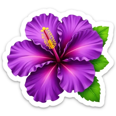 purple hibiscus with leaves sticker
