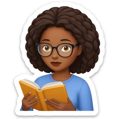 black woman reading a book sticker