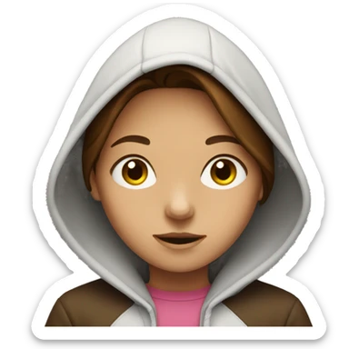 Girl with brown hair and hood on  sticker