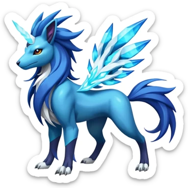 Shiny Dark Edgy Suicune-Cobalion-Manectric-Aurorus-Fakémon-hybrid-creature (full body)  sticker