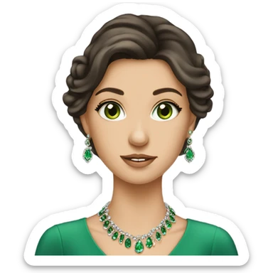 elegant brunette green eyed girl with jewellery  sticker