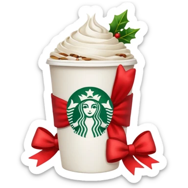 Starbucks cup in Christmas morning sticker