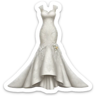 Hyper Realistic ornate Wedding dress displays fish tail sticker