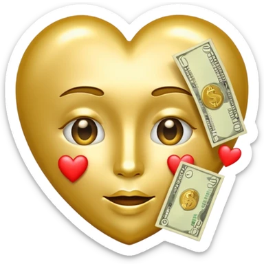 Heart face emoji with money sticker