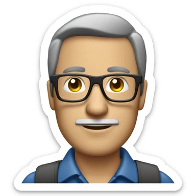 Hombre de mediana edad con gafas  trabajando con ordenador sticker