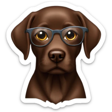 Labrador Retriver chocolate color whit a wand and glasses sticker