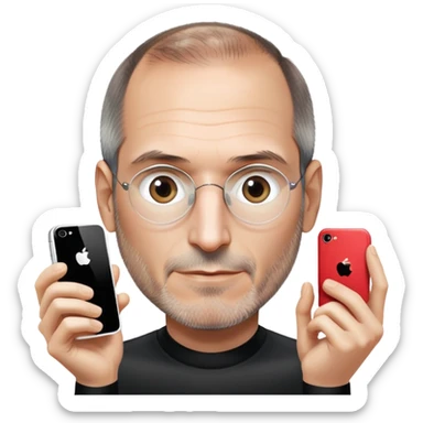 Steve Jobs with an iPhone sticker