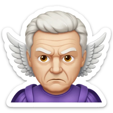 Angry older white male Italian angel sticker