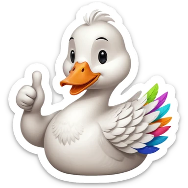 art style drawing goose character giving a thumbs up sticker