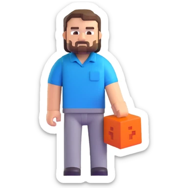 Minecraft character of Jack Black wearing a blue shirt sticker