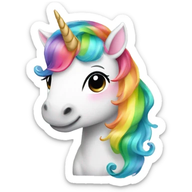 Cute baby unicorn with rainbow hair sticker