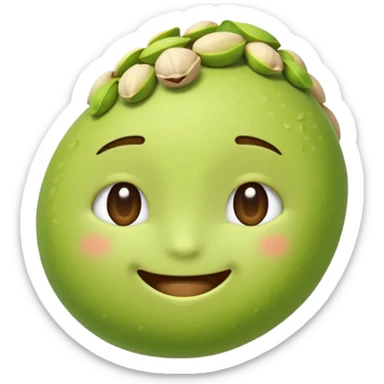 can you make a cuite pistachio emojii that is pixalited and wear th echaracter laught/ smile to the point where it closes it eyes  sticker