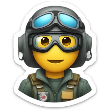 Pilote de chasse qui ne sourit pas et avec un masque à oxygène sticker