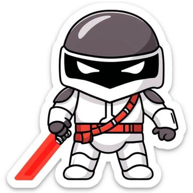 Oreo cookie dressed as Darth Vader with iconic black helmet and red lightsaber sticker
