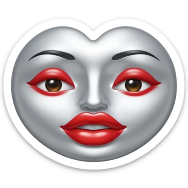 A seductive pair of slightly parted lips emoji made of liquid silver chrome, smooth glossy metallic surface, soft sensual curves, subtle reflections, luxury sexy aesthetic, minimal iOS emoji style, centered composition, clean white background, soft studio lighting, no text sticker