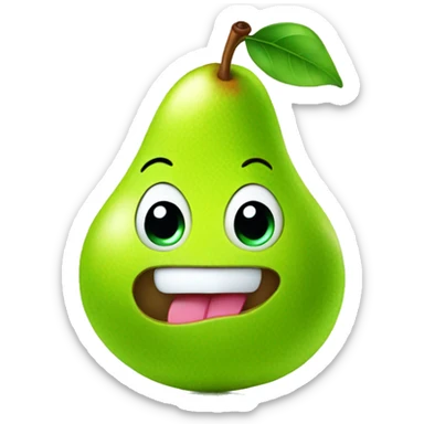 Shiny Green Cute pear with tongue sticker