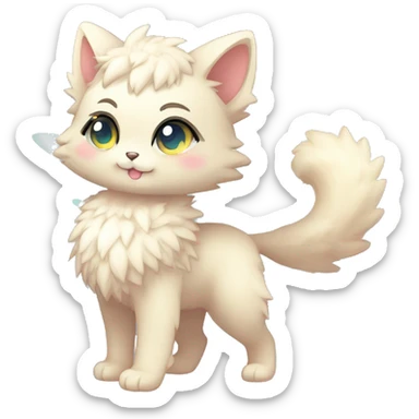 Cute Cool Kawaii Beautiful Pretty Chibi Fur-Sona Shiny Colorful Sparkly Fakemon Full Body sticker