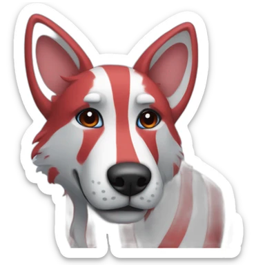 blue dog with red stripes fursuiter sticker