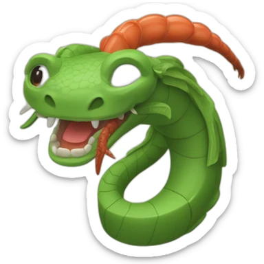 Serpent sur une vache à côté d’un crabe sticker