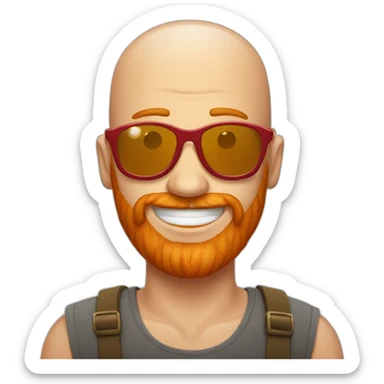 smiling bald red beard men with sun glasses sticker