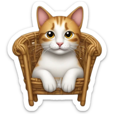 cat in rattan chair sticker