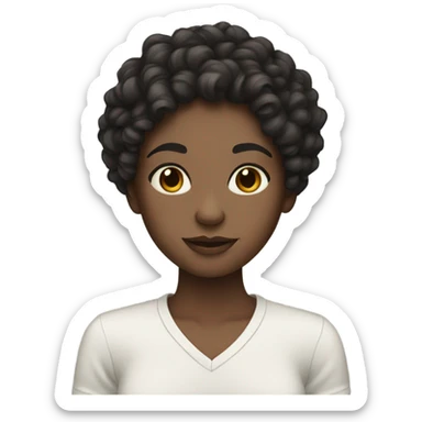 girl with curly dark hair and pale skin sticker