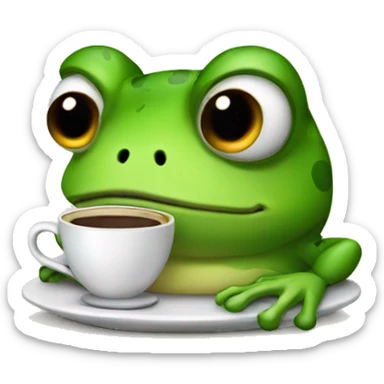 tired frog with coffee sticker