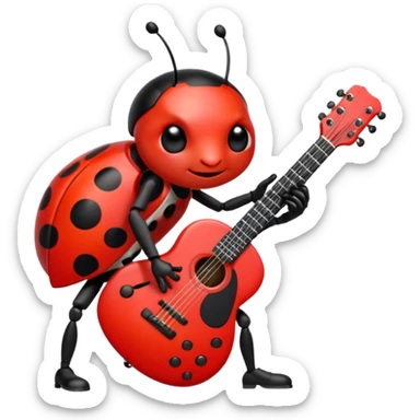 Ladybug playing guitar sticker