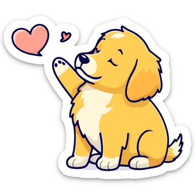 Golden retriever blowing a kiss sticker