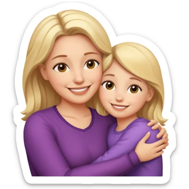 Mom and daughter hug sticker