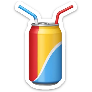 drink can blue red yellow Surfside one straw sticker