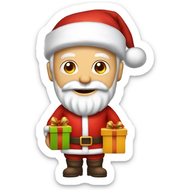 père Noël avec cadeau est costume rouge et barbe blanche sticker