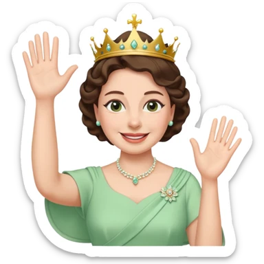 Queen Elizabeth waves in pastel green clothes sticker