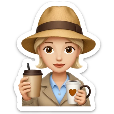 stylish traveler with coffee cup on hand sticker