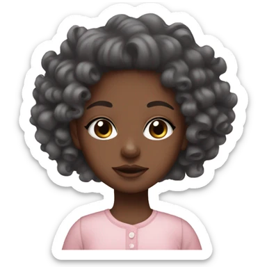 Aesthetic black girl with baby pink clothing and curly hair  sticker