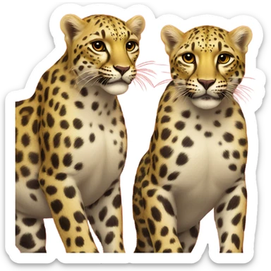 two yellow heads leopards on red flag sticker