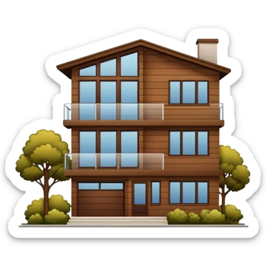 Make me a modern house with two floors, with big windows and brown wood panel on the outside sticker