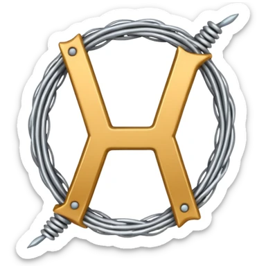 The letter H made of silver barbwire sticker