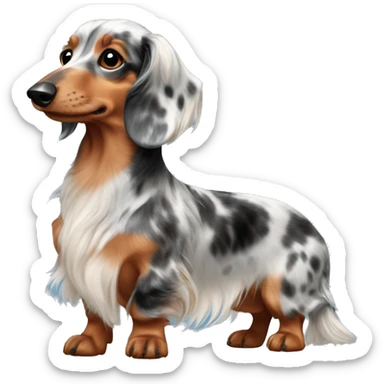tri Merle long haired Dachshund full body sticker