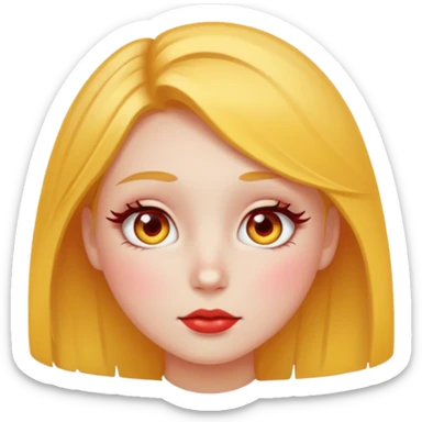 Shy pretty red cheeks blushing kong lashes sparkle yellow round  sticker