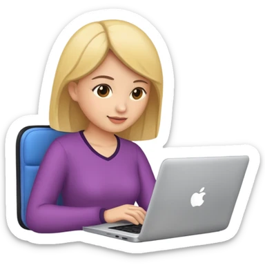 woman using laptop sticker