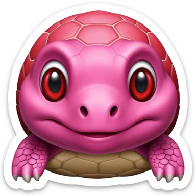 a cute turtle that has pink skin and a red shell. sticker