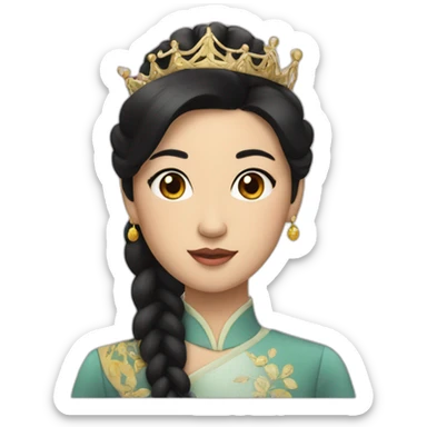 Queen Asian girl with black hair  sticker