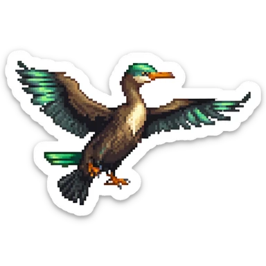 Liver bird, mythical bird symbol of Liverpool, cormorant-like bird with outstretched wings sticker