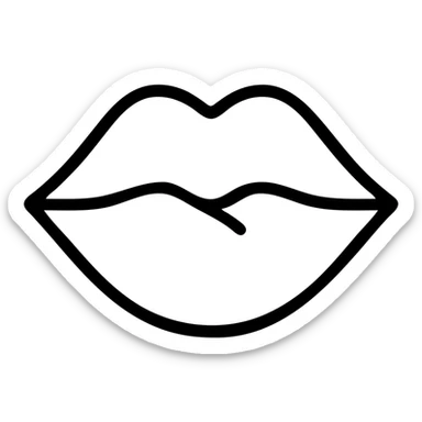 simple and clear icon of a kiss, minimal lines, no fill, outline style sticker