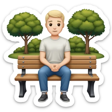 White male casual clothes sitting on bench sticker