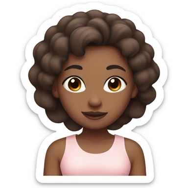 Y yoga girl light pink clothes n black and brown hair  sticker