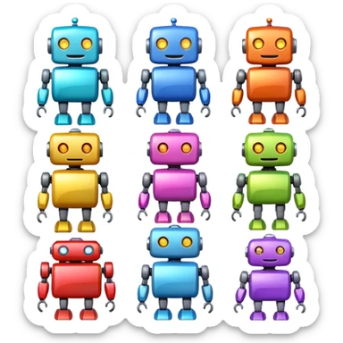 Wholesome cute robots sticker